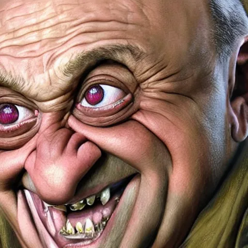 Prompt: hyperrealistic mixed media high resolution painting of Danny DeVito is Gollum, stunning 3d render inspired art by Jamie Salmon and István Sándorfi and Unreal Engine and Greg Rutkowski, perfect facial symmetry, dim volumetric lighting, 8k octane beautifully detailed render, full body shot, post-processing, extremely hyper-detailed, intricate, epic composition, highly detailed attributes, highly detailed atmosphere, cinematic lighting, masterpiece, trending on artstation, very very detailed, masterpiece, stunning, flawless completion, lifelike texture, perfection,