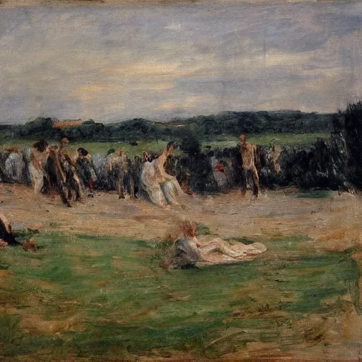 Prompt: this is hell, oil painting by max liebermann