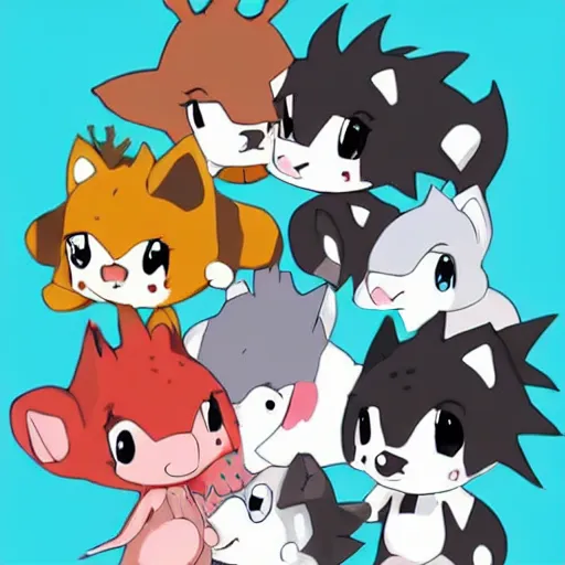 Image similar to baby hedgehogs in the style of cute anime