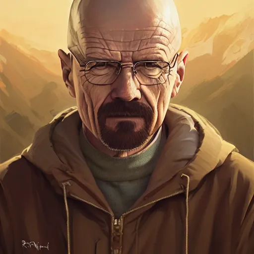 Image similar to highly detailed portrait of walter white, unreal engine, fantasy art by greg rutkowski, loish, rhads, ferdinand knab, makoto shinkai and lois van baarle, ilya kuvshinov, rossdraws, tom bagshaw, global illumination, radiant light, detailed and intricate environment