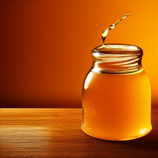 Prompt: jar of honey, nectar from the gods, dripping down onto the planet earth, coating it in honey, highly detailed, dynamic shadows, 4 k, wallpaper, professional photo, caustics