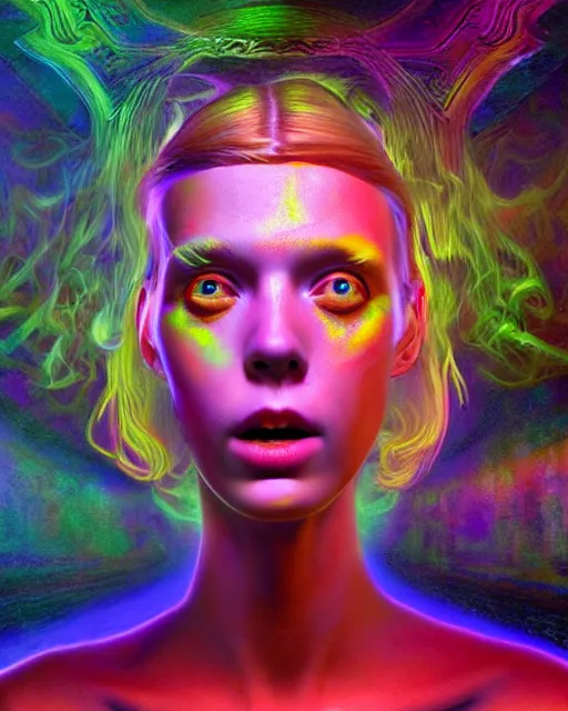 Prompt: portrait ultra dimensional leeloo entity, accidentally tripping on dmt and acid, psychedelic experience, overwhelming psychosis of self realization and burning awakening, ultra high definition, unreal engine 5, hyperrealism, masterpiece composition, by casey weldon, barclay shaw 8 k photorealistic
