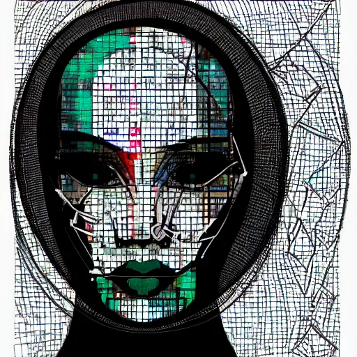 Image similar to cypherpunk fashion illustration, television head, abstract portrait, ultra detailed, fine detail