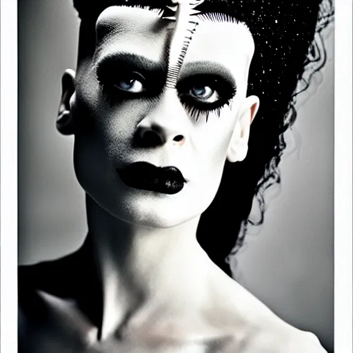 Prompt: bride of frankenstein, steven meisel photography