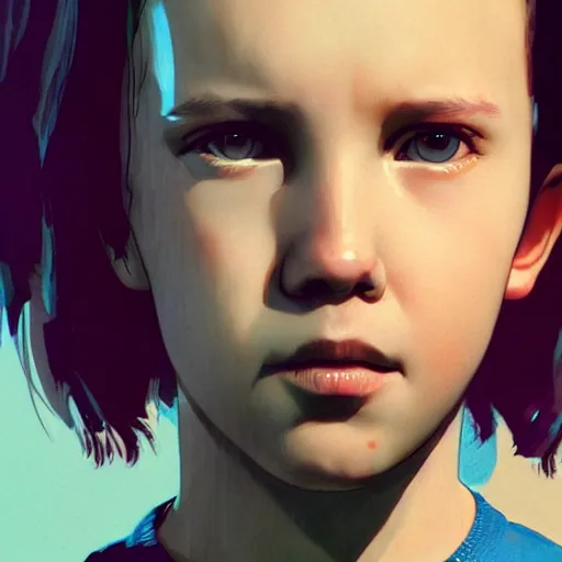 Image similar to Portrait of Millie Bobby Brown crying by Yoji Shinkawa, octane render