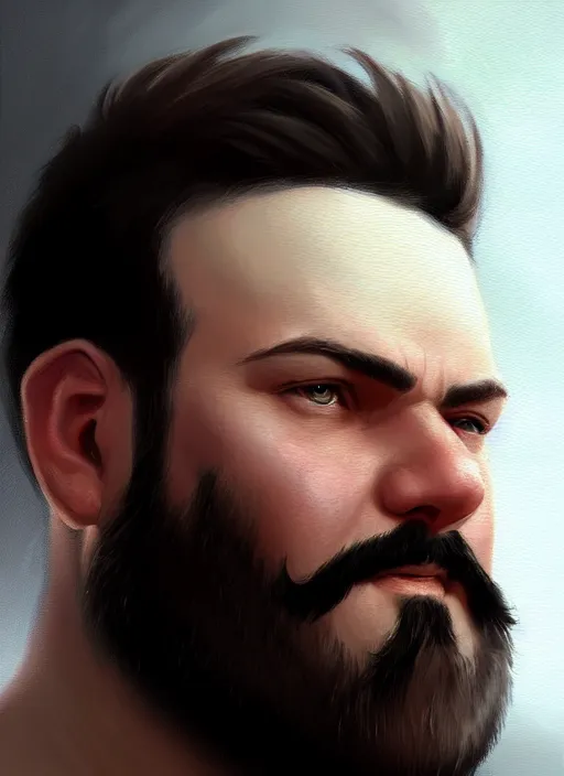 Image similar to a _ fantasy _ style _ portrait _ painting _ of white male short black hair chubby disconnected beard round face, rpg dnd oil _ painting _ unreal _ 5 _ daz. _ rpg _ portrait _ extremely _ detailed _ artgerm _ greg _ rutkowski _ greg