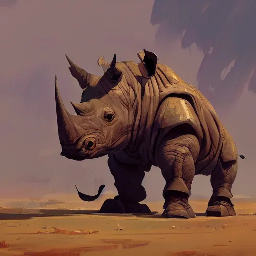 Prompt: rhino robot in the style of greg rutkowski and craig mullins