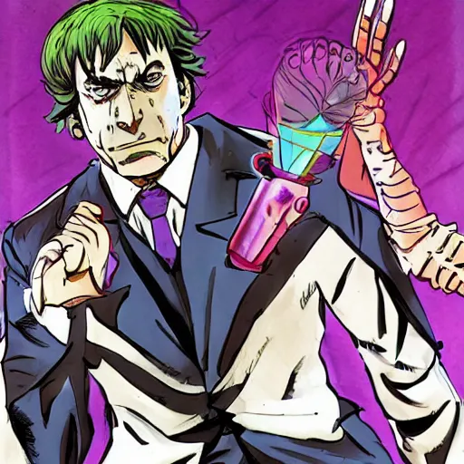 Image similar to saul goodman in jojo's bizarre adventure by Hirohiko Araki