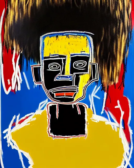 Image similar to A extremely highly detailed majestic hi-res beautiful immaculate head and shoulders award winning painting masterpiece of the face of a strong black african man by Jean-Michel Basquiat, 8k, high textures, hyper sharp, insanely detailed and intricate, super detailed, 8k HDR high quality