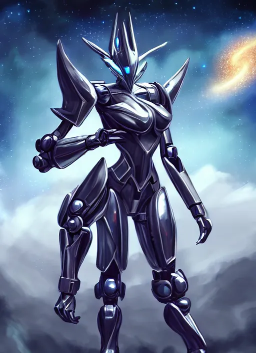 Image similar to cinematic goddess shot, cosmic sized perfectly proportioned stunning beautiful anthropomorphic robot mecha female dragon, space background, larger than galaxies, holding milky way in sharp claws, sleek silver armor, epic proportions, epic size, epic scale, ultra detailed digital art, furry art, macro art, dragon art, giantess art, warframe fanart, furaffinity, deviantart