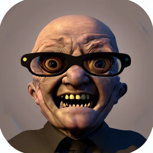 Image similar to a profile picture, old man screaming into camera, fish eye lens, deep wrinkes!!!!!, old,, trending on artstation, scary, funny, highly detailed, 8 k,