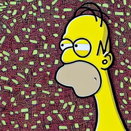 Prompt: close up portrait of homer simpson, by geof darrow, geof darrow art,