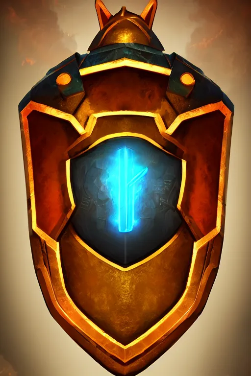 Image similar to shield fantasy epic legends game icon stylized digital illustration radiating a glowing aura global illumination ray tracing hdr fanart arstation by ian pesty and katarzyna da „ bek - chmiel