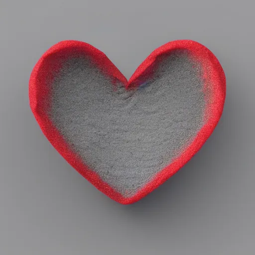 Image similar to 3d render of a badly formed red putty heart shape in the middle of a gray sheet of paper