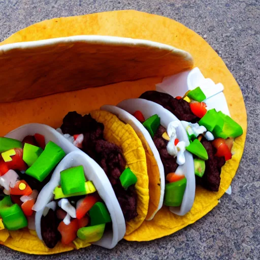 Image similar to a spaceship that is a taco