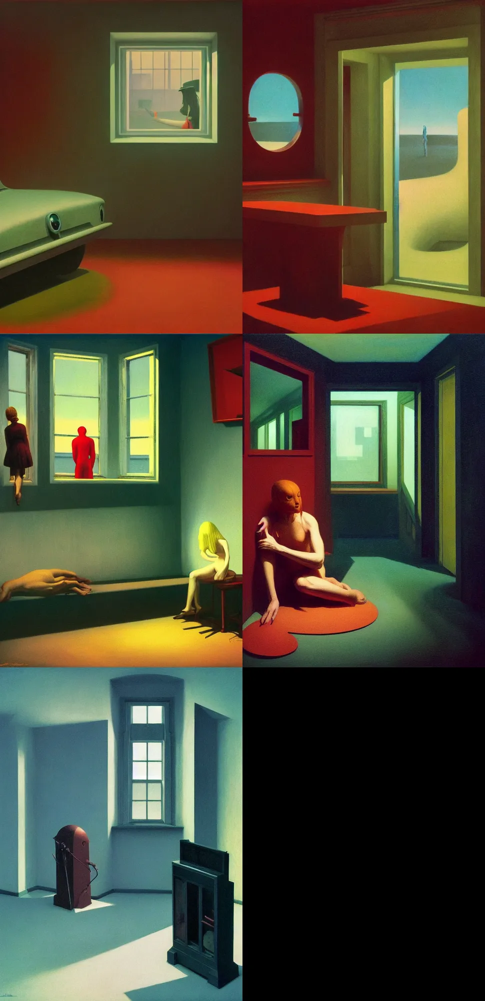 Image similar to inside a time machine, Edward Hopper and James Gilleard, Zdzislaw Beksinski, Mark Ryden, Wolfgang Lettl highly detailed, hints of Yayoi Kasuma