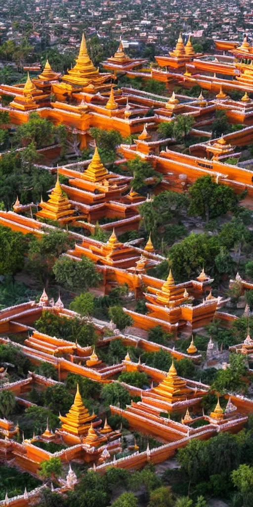 Image similar to beautiful!!!! Aerial photograph of the mandalay palace in the golden hour, Ultra-wide Angle, DSLR, cinematic!!!! lighting, 4k, award-winning