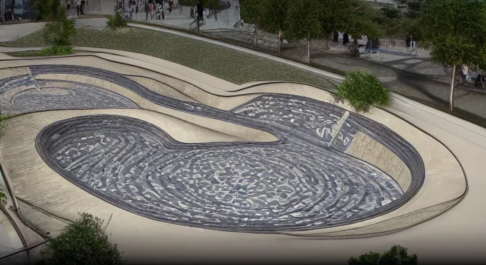 Image similar to An skatepark designed by Gaudí, highly detailed, 8k, HD, architectural