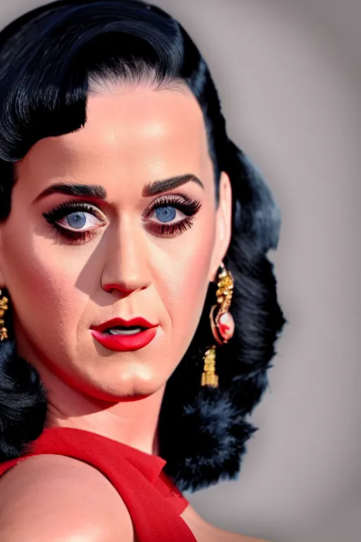 Image similar to katy perry in a red dress, realistic portrait, symmetrical, highly detailed, smooth, sharp focus, movie screencap, 4 k photography