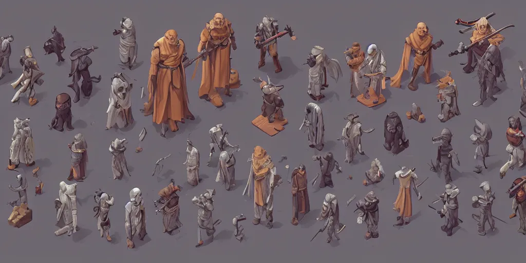 Image similar to isometric star wars character design, idle, rpg, fire emblem, colored, sprite, pc game, sideview, art by moebius and greg rutkowski.