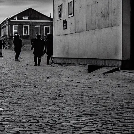 Image similar to moonwalker streetphoto, city street on the moon, a detailed photo of a norilsk, moon landscape