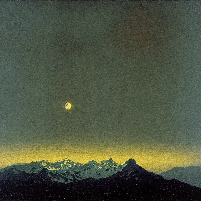 Image similar to mt elbrus at night, arkhip kuindzhi, thus spoke zarathustra