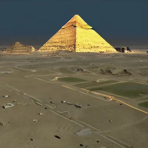 Image similar to futuristic Giza pyramids circa year 3000