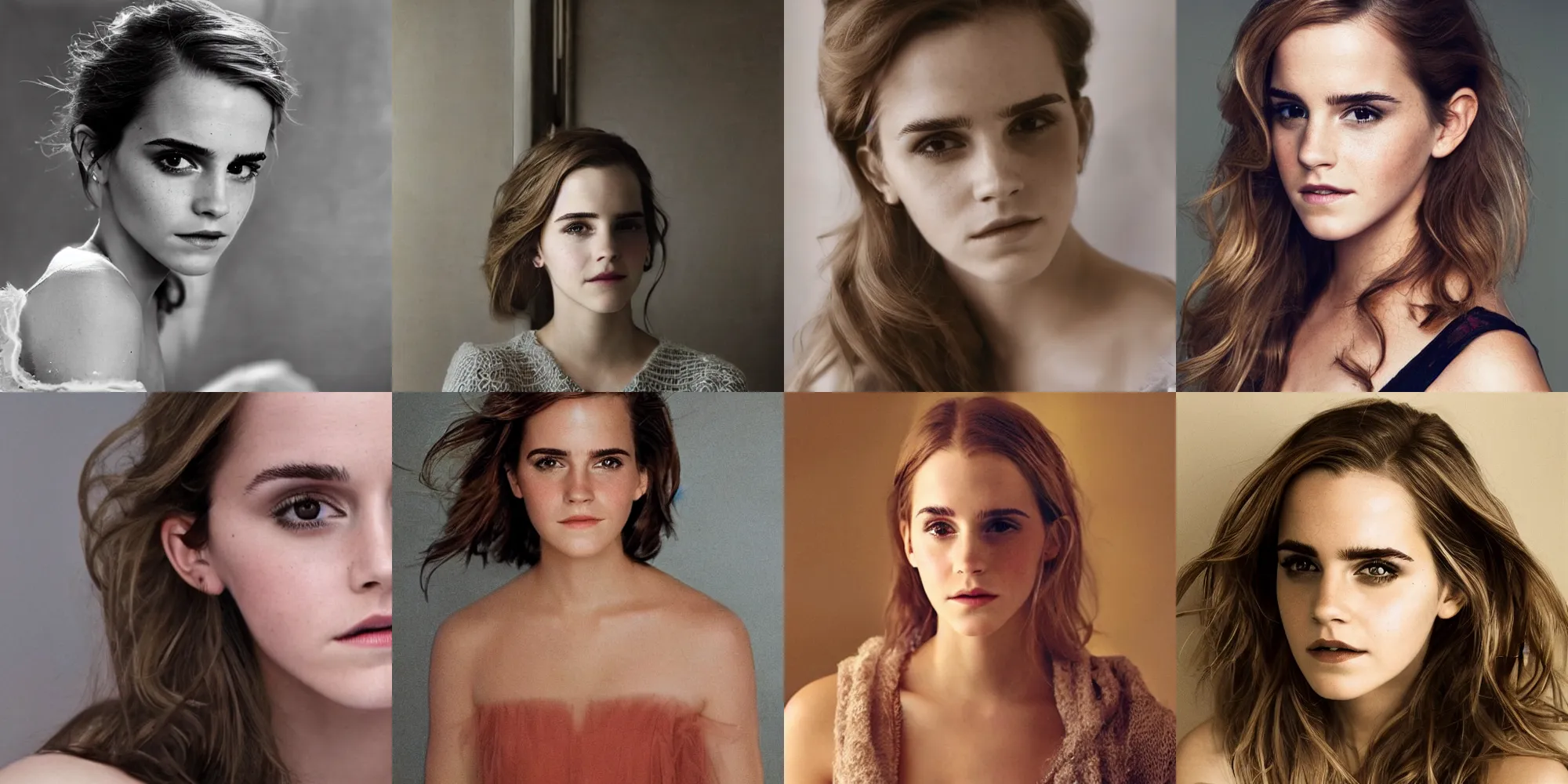 Image similar to a beautiful close - up shot of emma watson, beautiful soft light failling on her face, studio photography by annie leibovitz