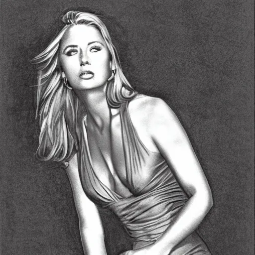 Image similar to pencil illustration of Halston highly detailed, cinematic,