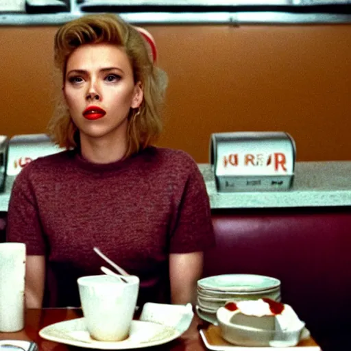 Image similar to a still of Scarlett Johansson at the double r diner in Twin Peaks (1990)