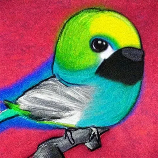 Image similar to a little bird, edgar haircut, rainbow colored hair