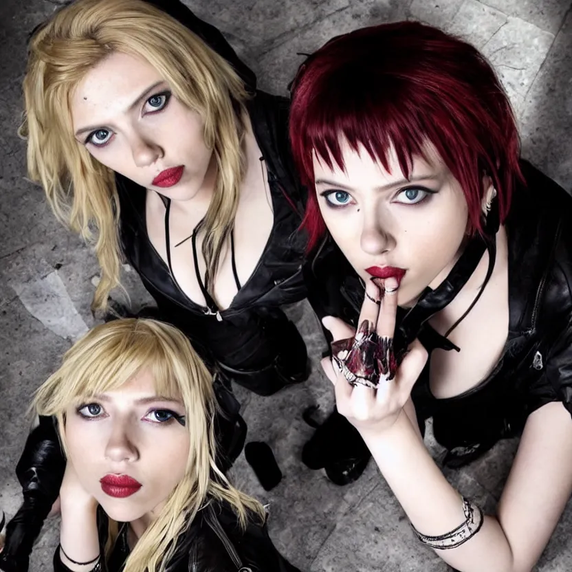 Prompt: scarlett johansson cosplaying as misa amane from death note, professional photograph