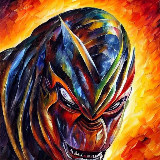 Image similar to portrait painting of The Predator, Yautja, by Leonid Afremov, hyperdetailed!