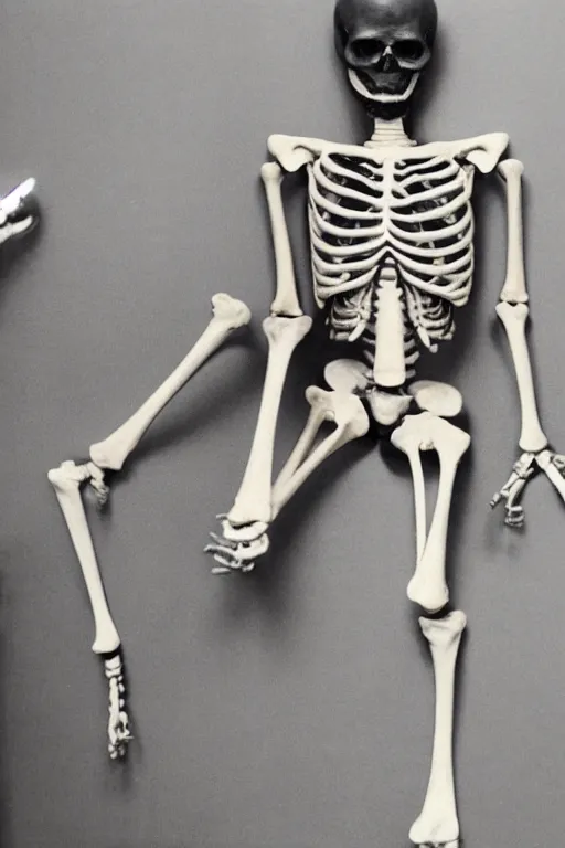 Image similar to a full - length photo of skeleton sitting and waiting for a doctor