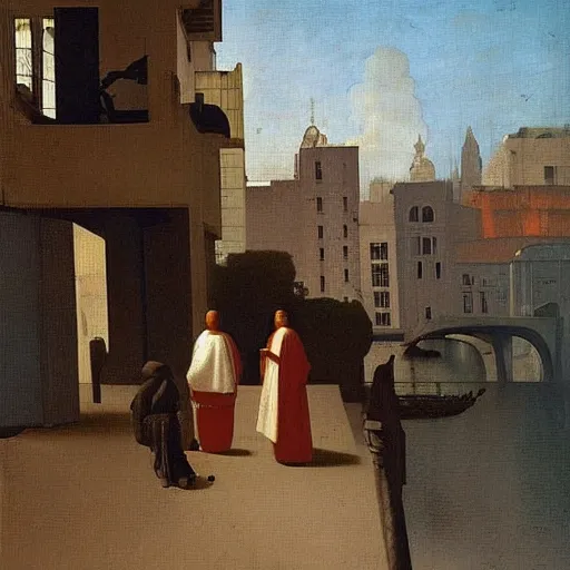 Image similar to futuristic sao paulo painted by johannes vermeer