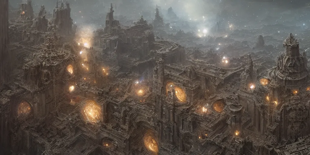 Image similar to incomprehensible space galaxy, highly detailed, ancient, intricate details, epic scale, insanely complex, 8 k, sharp focus, hyperrealism, dark fantasy, by greg rutkowski, trending on artstation