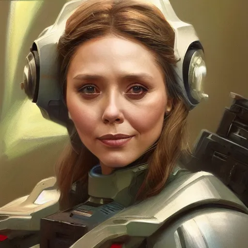 Image similar to Elizabeth Olsen as a space sci-fi soldier, closeup character art by Donato Giancola, Craig Mullins, digital art, trending on artstation