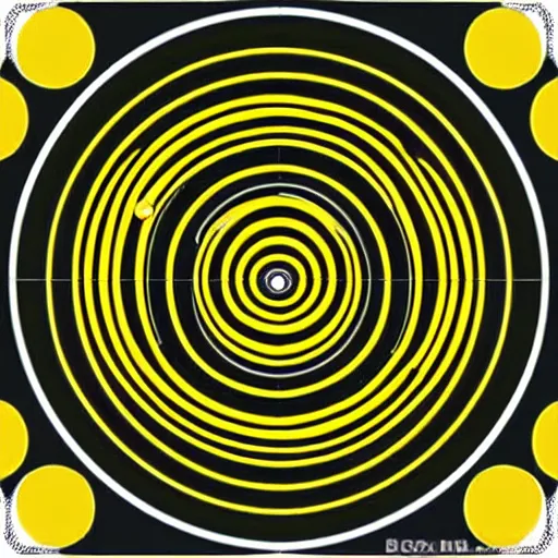 Prompt: large circle orbited by hundreds of smaller circles, coherent, bohr model of an atom