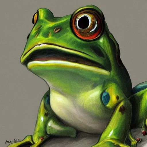 Prompt: A professional portrait of a frog wizard, painted in the style Arcane, 4k, traditional art, trending on deviantart, highly detailed, full body shot, wide depth of field, professional lighting, airbrush