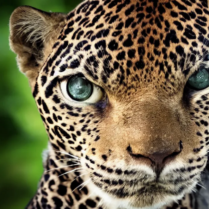 Image similar to portrait photograph of crypto from apex legens, young male, symmetric face!, symmetric round detailed eyes!!, slight smile, natural light, with a very detailed jaguar! on her shoulder in a tropical greenhouse. looking at the camera!! super resolution. extremely detailed. graflex camera!, bokeh!!!!! trending on artstation.