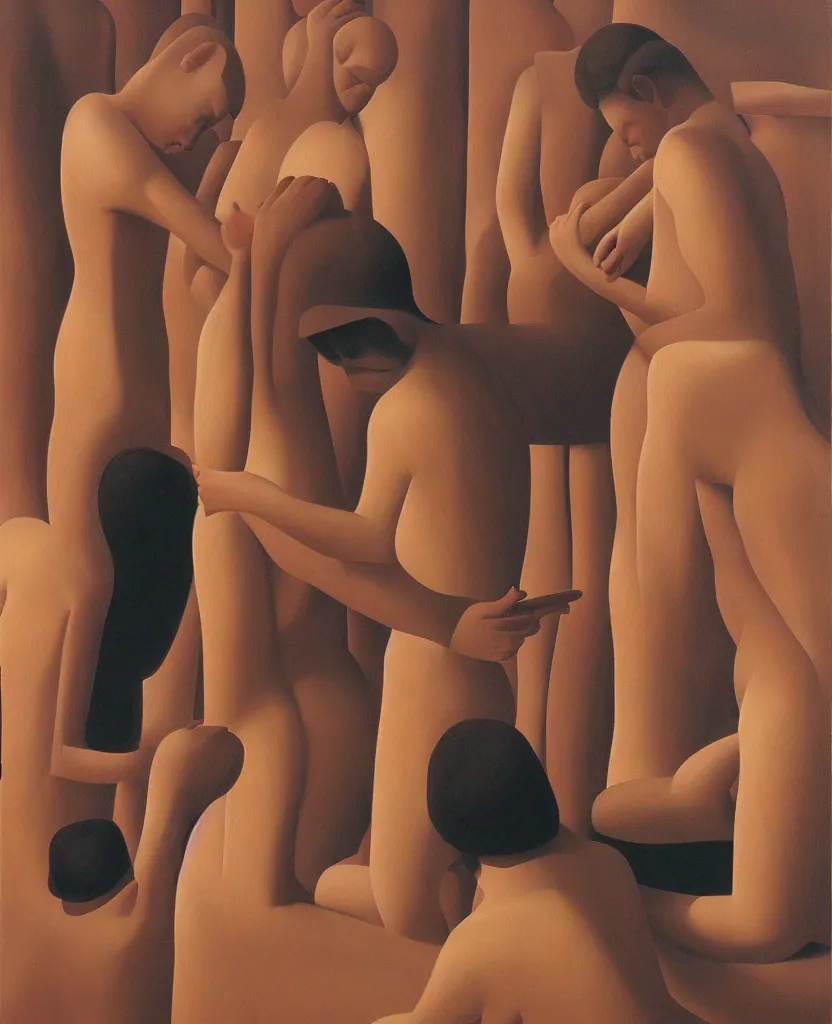 Image similar to oil painting by george tooker