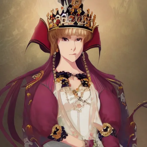 Image similar to portrait of queen victoria, anime fantasy illustration by tomoyuki yamasaki, kyoto studio, madhouse, ufotable, trending on artstation