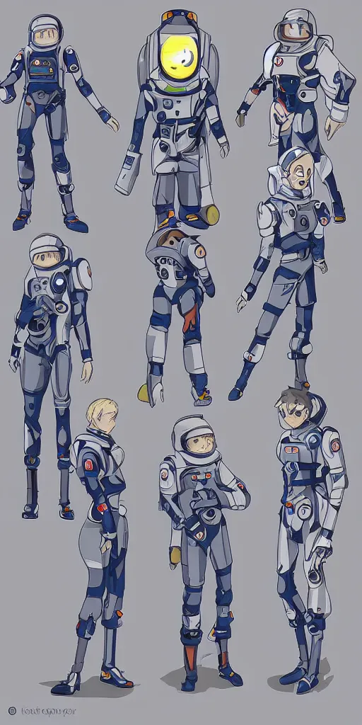 Prompt: science fiction anime character design, space suit