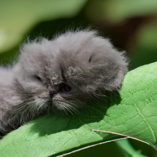 Image similar to fuzzy caterpillar with the face of a kitten