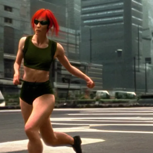 Image similar to The matrix, LeeLoo, Sprinters in a race, The Olympics footage, stylized, hyperreal, cinematic stillframe, The fifth element