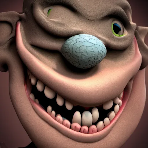 Prompt: portrait of funny troll, inspired by Tim Burton, unreal engine render, volumetric light, high détail