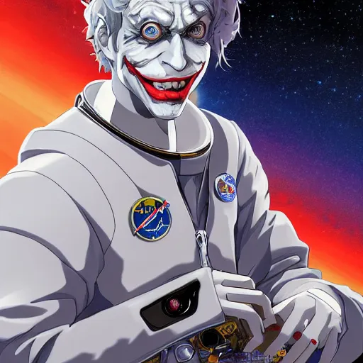 Prompt: portrait of joker as an astronaut, anime fantasy illustration by tomoyuki yamasaki, kyoto studio, madhouse, ufotable, trending on artstation