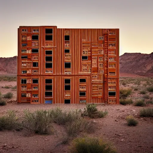 Image similar to big scale baby toy hotel in the dessert, modernism