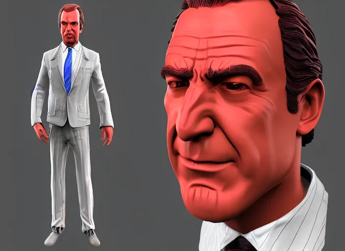 Prompt: 3 d model of saul goodman character in fighting game, stylized 3 d graphics, hdr, ultra graphics, ray tracing, 4 k image