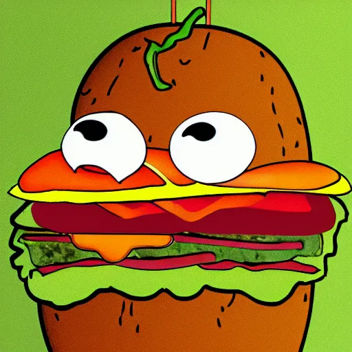 Image similar to the plant is eating a hamburger